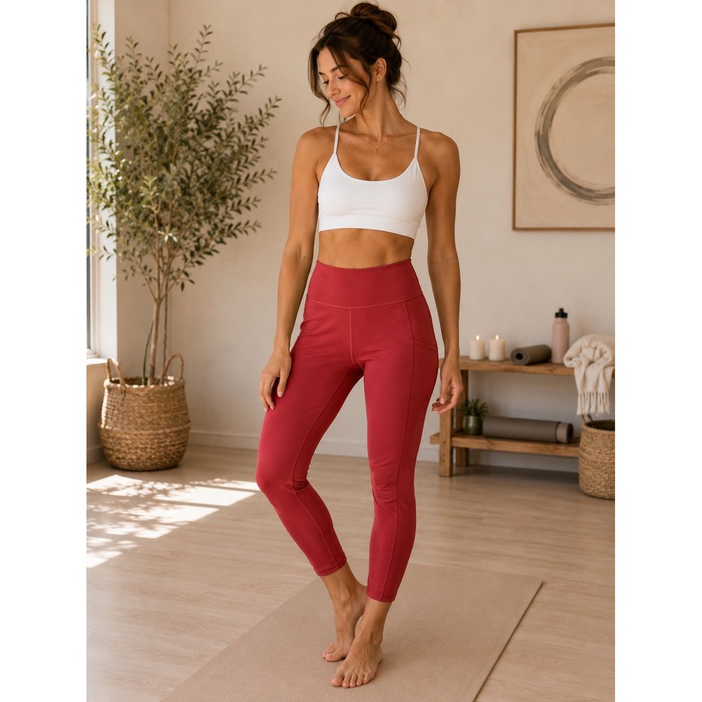 Lululemon Invigorate High-Rise Tight 23 Chianti Red Side Pockets Size 14